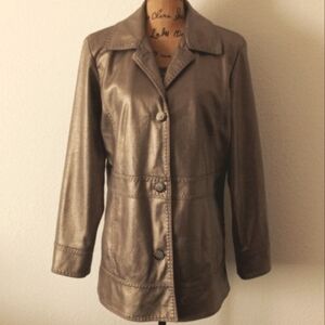 Chico's Metallic Fitted Faux Leather Coat